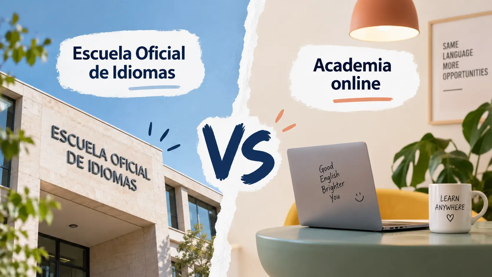 Escuela Oficial de Idiomas vs academia online: diferencias reales de precio, ritmo y título