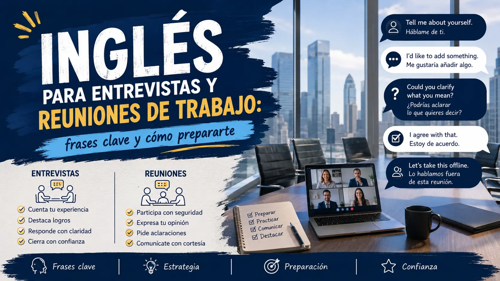 Inglés para entrevistas y reuniones de trabajo: frases clave y cómo prepararte